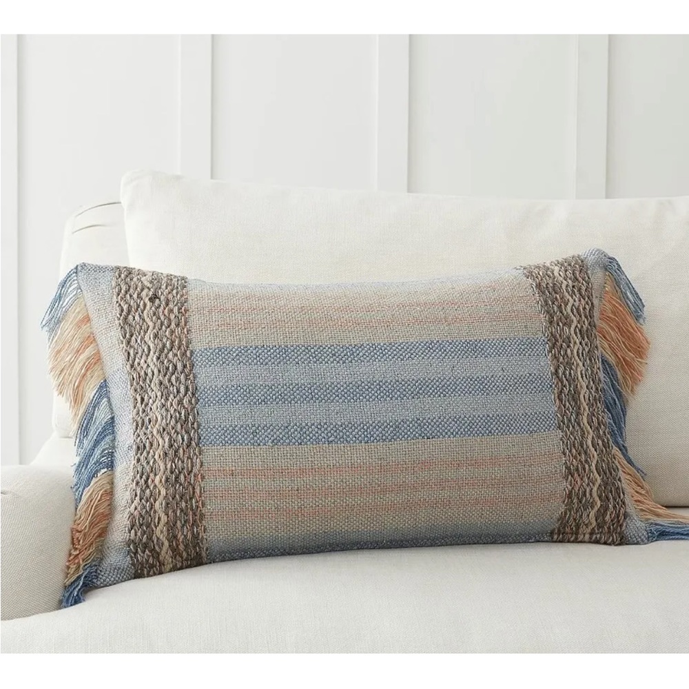 2/ Pottery Barn Andora 16" × 26"
Lumbar Blue Multi Pillow Cover